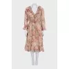 Floral print dress with ruffles and ties