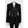 Double-breasted wool jacket with decorated buttons