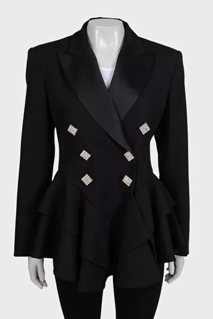 Double-breasted wool jacket with decorated buttons