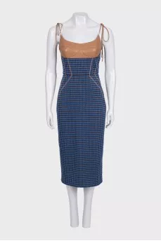 Bodycon dress with leather inserts