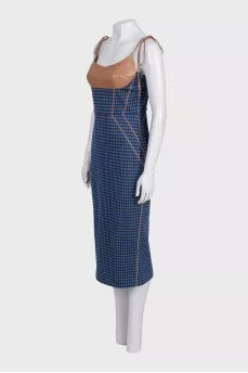 Bodycon dress with leather inserts