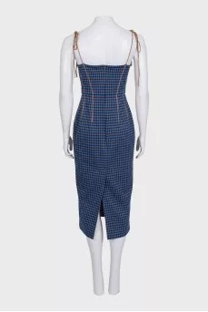 Bodycon dress with leather inserts