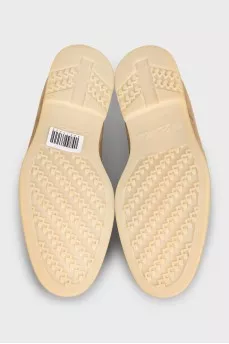 Men's suede loafers with textile inserts