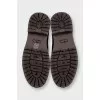 Brown rubber boots with print