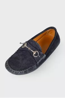 Kids suede navy blue loafers