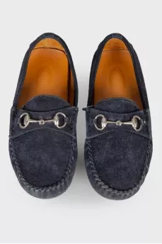 Kids suede navy blue loafers