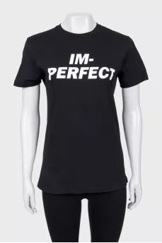 Black T-shirt with white print