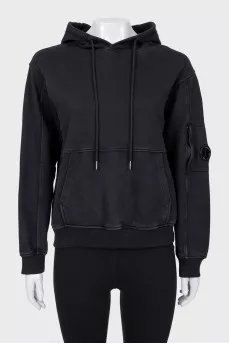 Black tapered hoodie