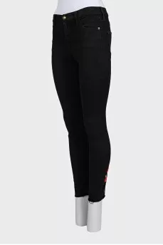 Джинсы skinny черного цвета с вышивкой