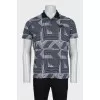 Men's straight-cut polo shirt with print