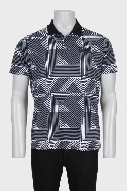 Men's straight-cut polo shirt with print