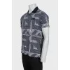 Men's straight-cut polo shirt with print