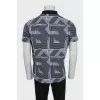 Men's straight-cut polo shirt with print