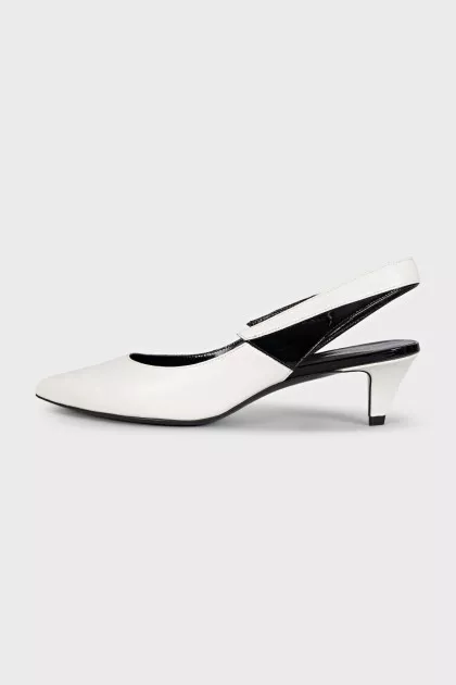 Leather pointed-toe slingbacks