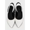 Leather pointed-toe slingbacks
