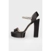 Black sandals with rhinestones