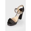 Black sandals with rhinestones