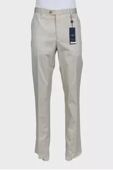 Men's beige printed trousers with tag