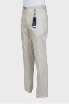 Men's beige printed trousers with tag
