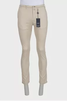 Men's beige tapered trousers with tag