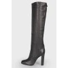 Black leather boots with a dumb sock