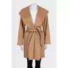 Fitted camel wool wrap coat
