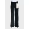 Velvet straight-leg trousers with a zipper