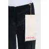 Velvet straight-leg trousers with a zipper