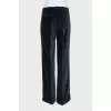 Velvet straight-leg trousers with a zipper