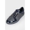 Dark blue leather sneakers for men