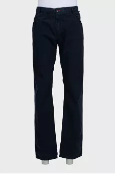 Men's dark blue tapered trousers
