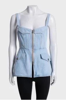 Blue denim cami top