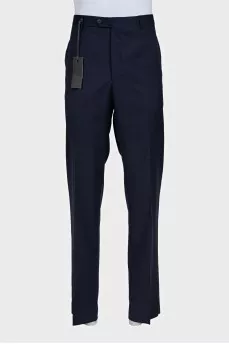 Men's dark blue wool trousers with tag