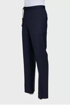 Men's dark blue wool trousers with tag