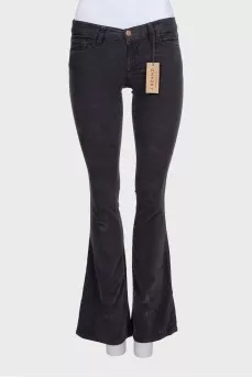 Brown low-rise flared trousers