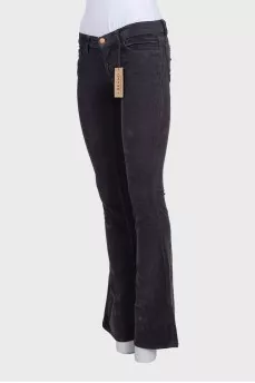 Brown low-rise flared trousers