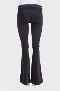 Brown low-rise flared trousers