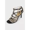 Leather sandals with gold-tone heel embellishments