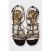 Leather sandals with gold-tone heel embellishments