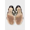 Leather sandals with gold-tone heel embellishments