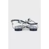 Blue and white striped leather sandals