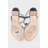 Blue and white striped leather sandals