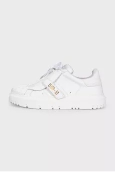 Leather sneakers with Velcro ID