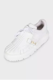 Leather sneakers with Velcro ID