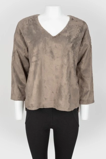 Gray eco-fur sweater