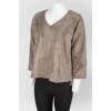 Gray eco-fur sweater
