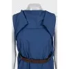 Blue straight-cut dress with a belt