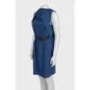 Blue straight-cut dress with a belt