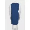 Blue straight-cut dress with a belt