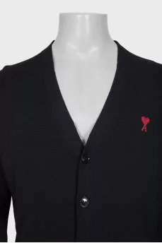 Men's black cardigan with brand logo